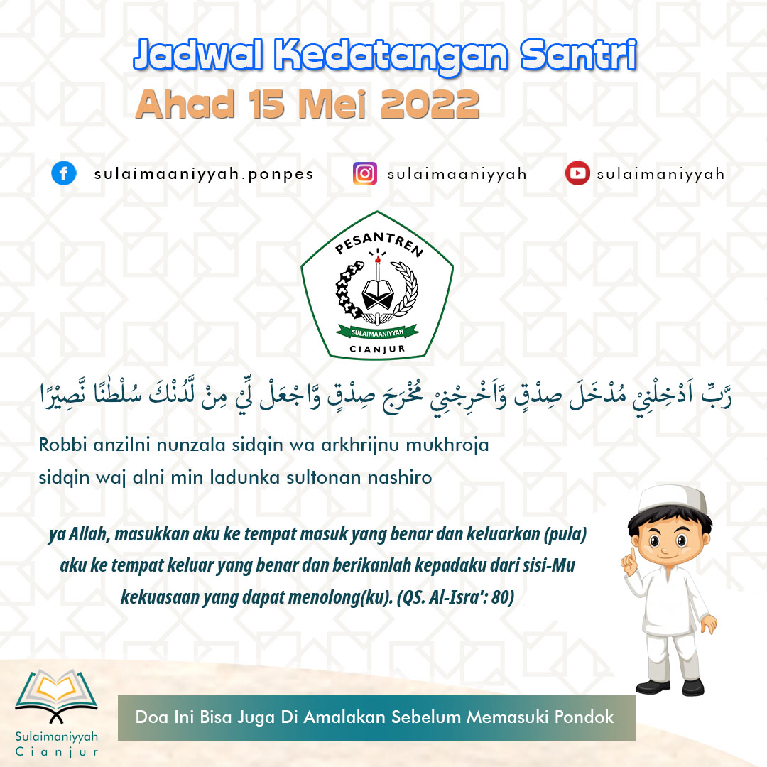 Doa sebelum masuk rumah, berangkat sekolah juga bisa diamalkan saat masuk pondok pesantren